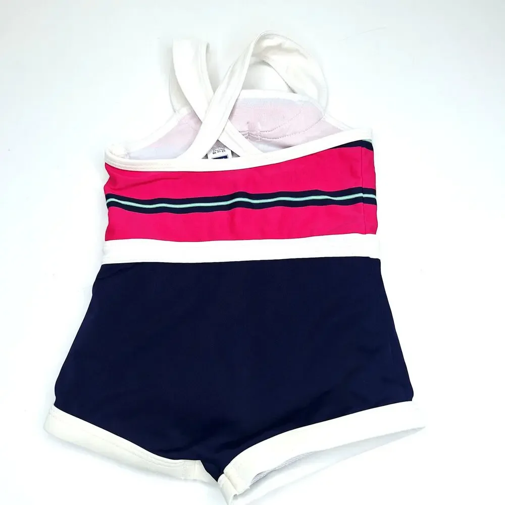 Janie and Jack Sailor Swimsuit Baby Girl 12-18mo Nautical Stripe One Piece Retro